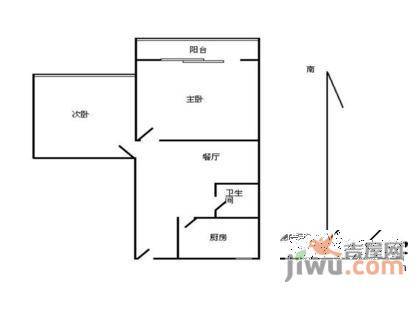 甜水园东里1室1厅1卫64㎡户型图