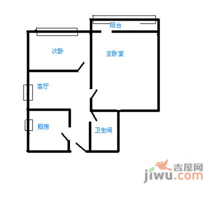 甜水园东里2室1厅1卫72㎡户型图