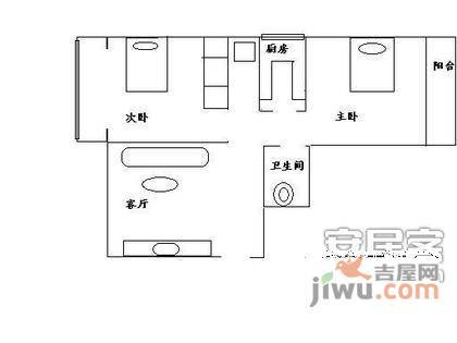 甜水园东里2室1厅1卫72㎡户型图