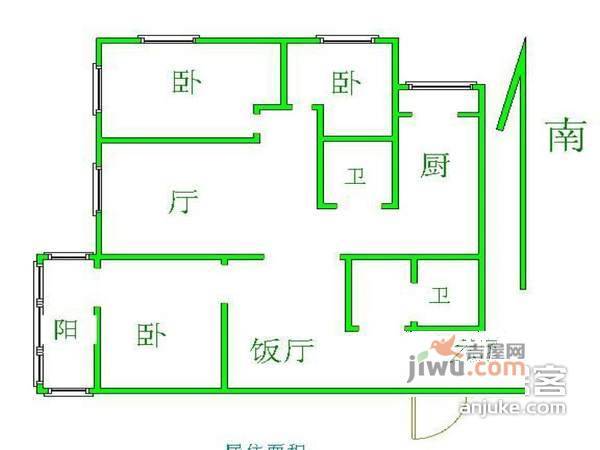 甜水园东里3室1厅1卫78㎡户型图