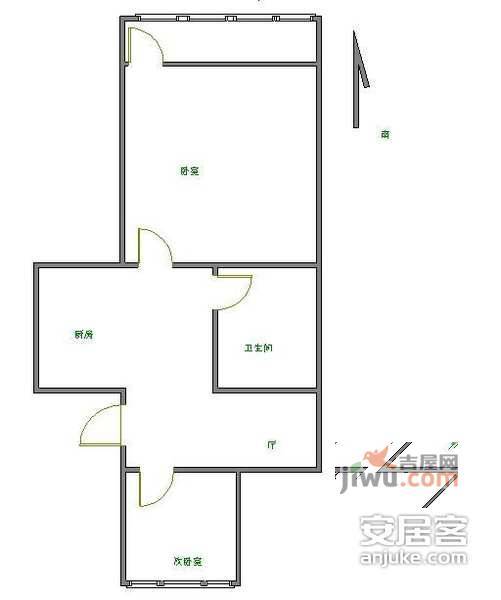 丝竹园2室1厅1卫80㎡户型图