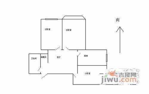 丝竹园2室1厅1卫80㎡户型图