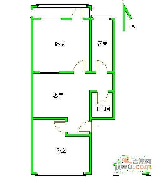 丝竹园2室1厅1卫80㎡户型图