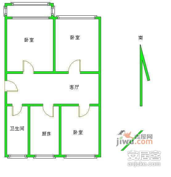 丝竹园3室1厅1卫240㎡户型图