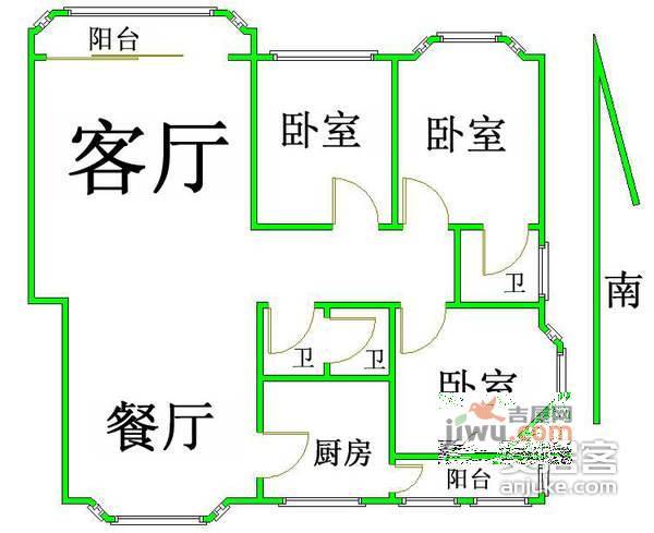 新华联锦园3室2厅2卫157㎡户型图