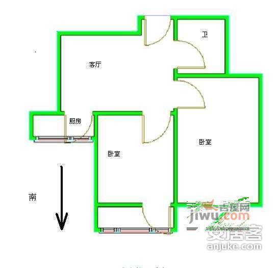 潘家园小区2室1厅1卫94㎡户型图