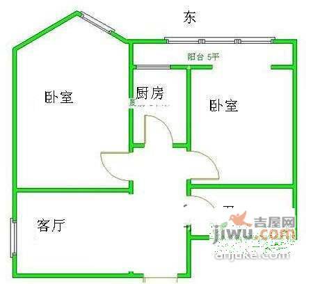 潘家园小区2室1厅1卫94㎡户型图