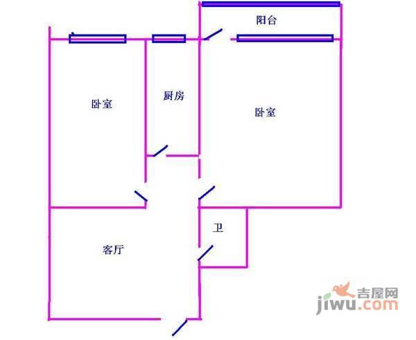 潘家园小区2室1厅1卫94㎡户型图