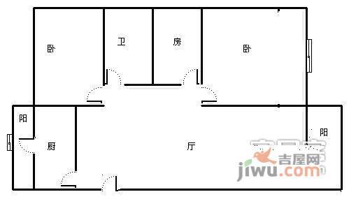 蓝海苑3室1厅1卫121㎡户型图