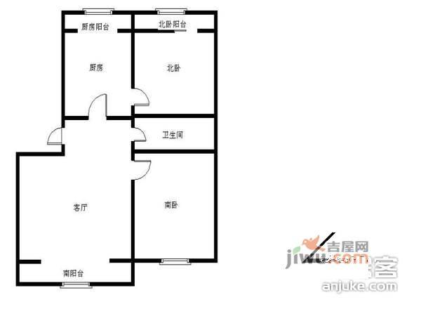 裕龙花园四区2室1厅1卫102㎡户型图