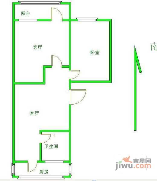 模式口南里2室1厅1卫102㎡户型图