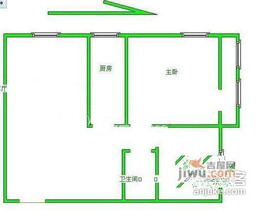 核桃园北里2室1厅1卫80㎡户型图