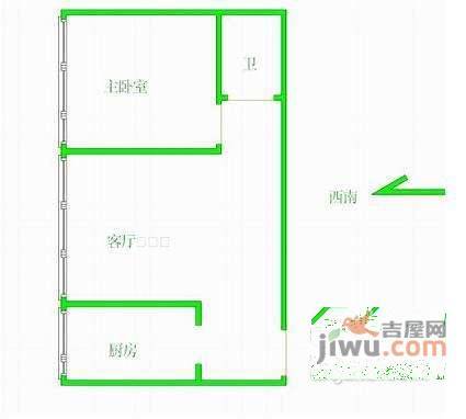 核桃园北里1室1厅1卫53㎡户型图