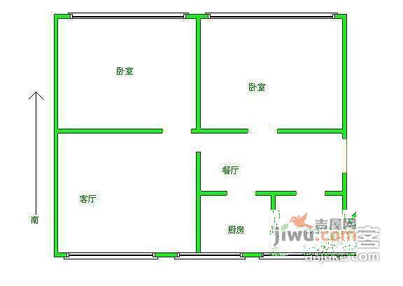 核桃园北里2室1厅1卫80㎡户型图