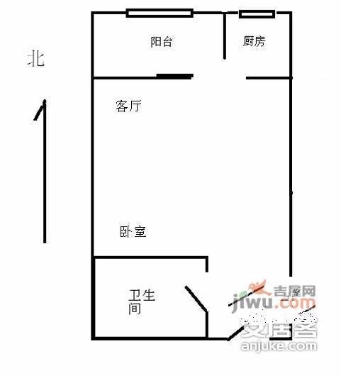 高巢小区1室0厅1卫55㎡户型图