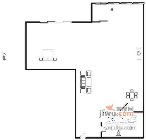 高巢小区1室1厅1卫60㎡户型图