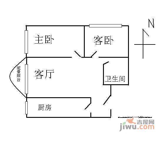 翠城馨园2室1厅1卫103㎡户型图