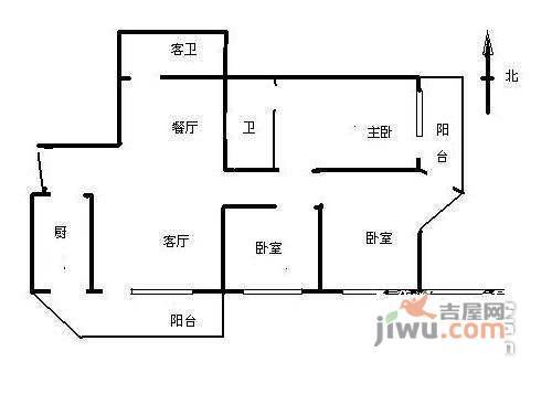 恒松园3室2厅2卫170㎡户型图