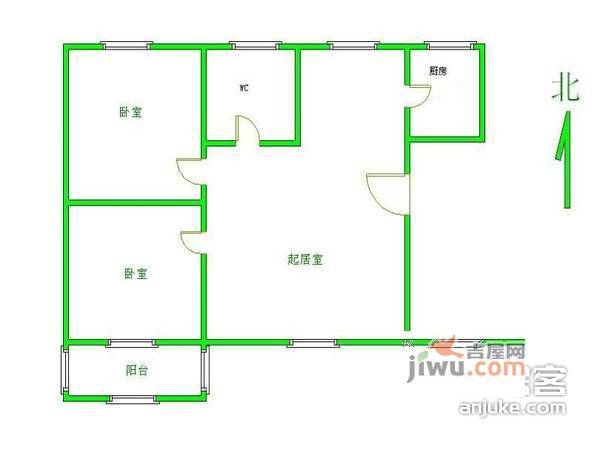 东润枫景2室1厅1卫115㎡户型图