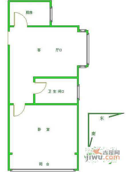 东润枫景1室1厅1卫69㎡户型图