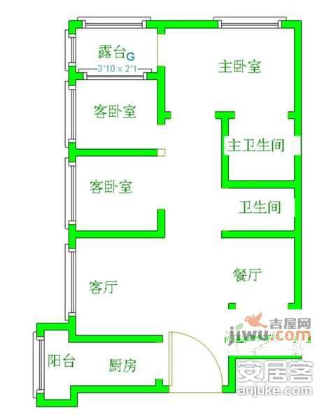 东润枫景3室2厅2卫143㎡户型图