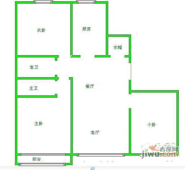 东润枫景3室1厅2卫115㎡户型图