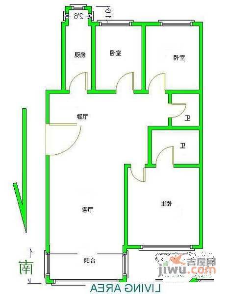 瑞海二区3室2厅2卫139㎡户型图