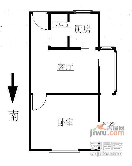 静安里小区1室1厅1卫55㎡户型图