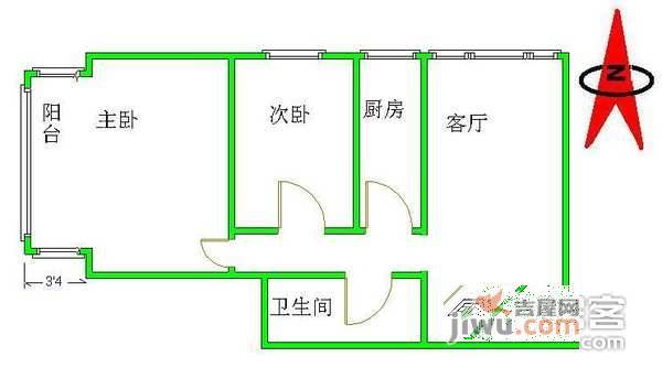 凤凰城一期2室2厅1卫107㎡户型图