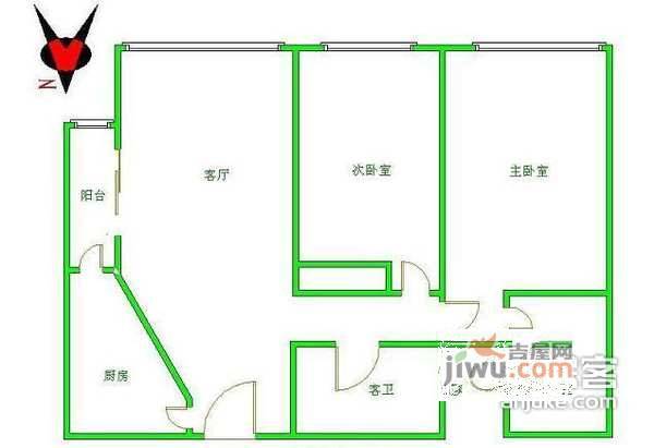 凤凰城一期2室1厅1卫户型图