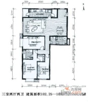 润枫德尚国际公寓3室2厅2卫186㎡户型图