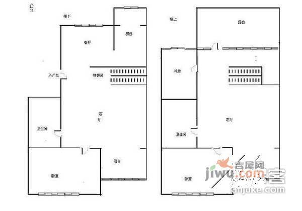 杨庄北区3室2厅2卫160㎡户型图