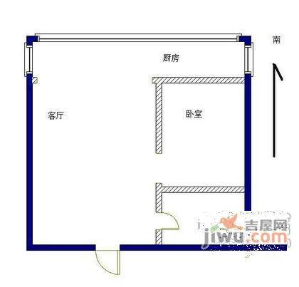 武夷花园紫荆园1室1厅1卫50㎡户型图