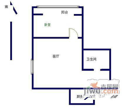 武夷花园紫荆园1室1厅1卫50㎡户型图
