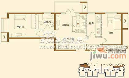 上京新航线2室1厅1卫118㎡户型图