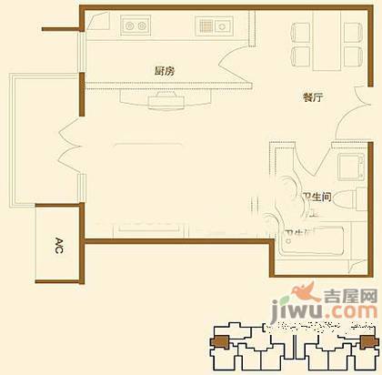 上京新航线1室0厅1卫46㎡户型图