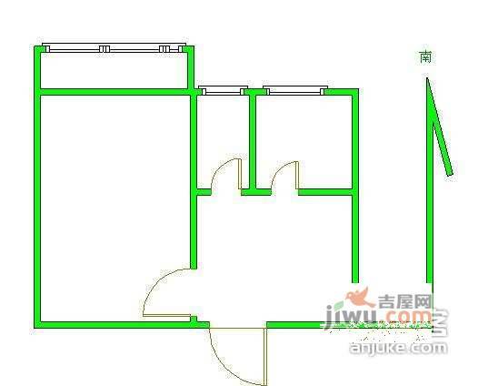 柳芳北里社区1室1厅1卫52㎡户型图