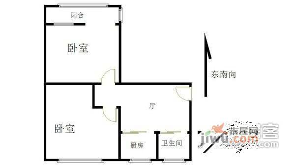 柳芳北里社区2室1厅1卫185㎡户型图