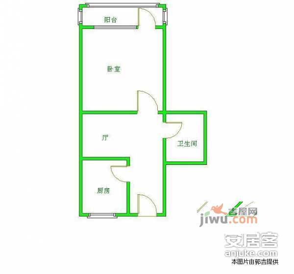 柳芳北里社区1室1厅1卫52㎡户型图