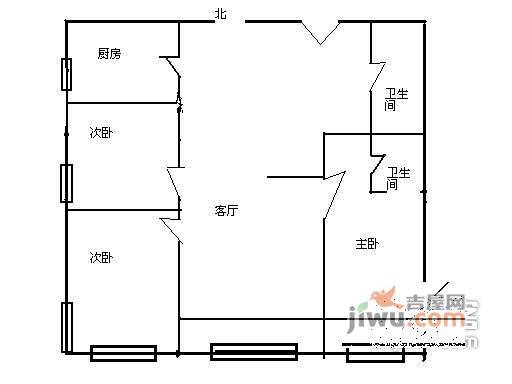 CBD万达广场3室1厅1卫140㎡户型图