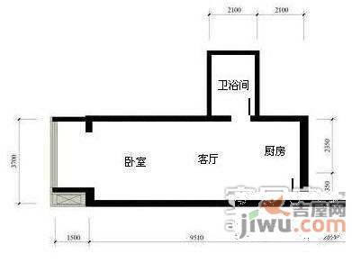 媒体村天居园1室0厅1卫59㎡户型图