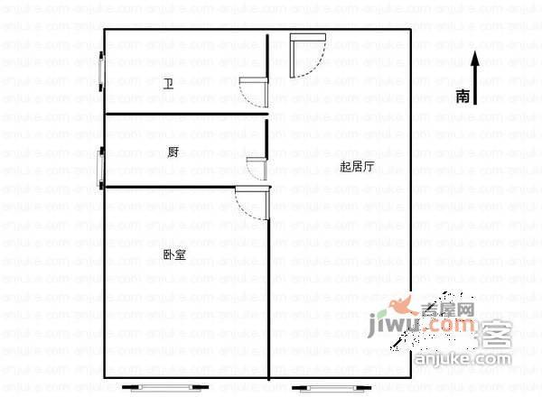 媒体村天居园1室1厅1卫75㎡户型图