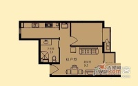 CBD总部公寓I1室1厅1卫87㎡户型图