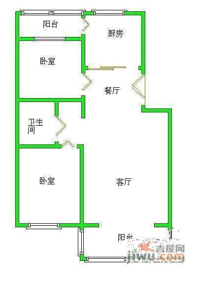 和义西里2室1厅1卫107㎡户型图