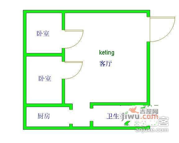 北方明珠2室1厅1卫107㎡户型图