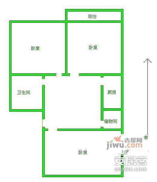 和义东里3室1厅1卫97㎡户型图