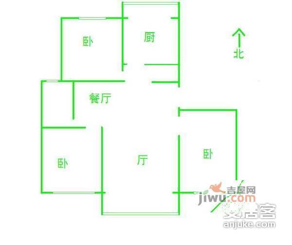 前进花园石门苑3室2厅1卫120㎡户型图