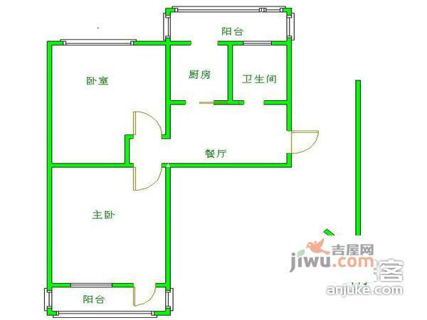 模式口西里2室1厅1卫102㎡户型图