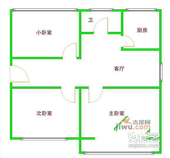 双榆树西里3室1厅1卫99㎡户型图