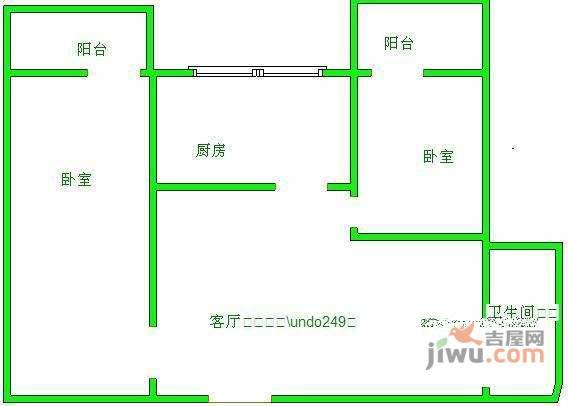 双榆树西里2室1厅1卫80㎡户型图